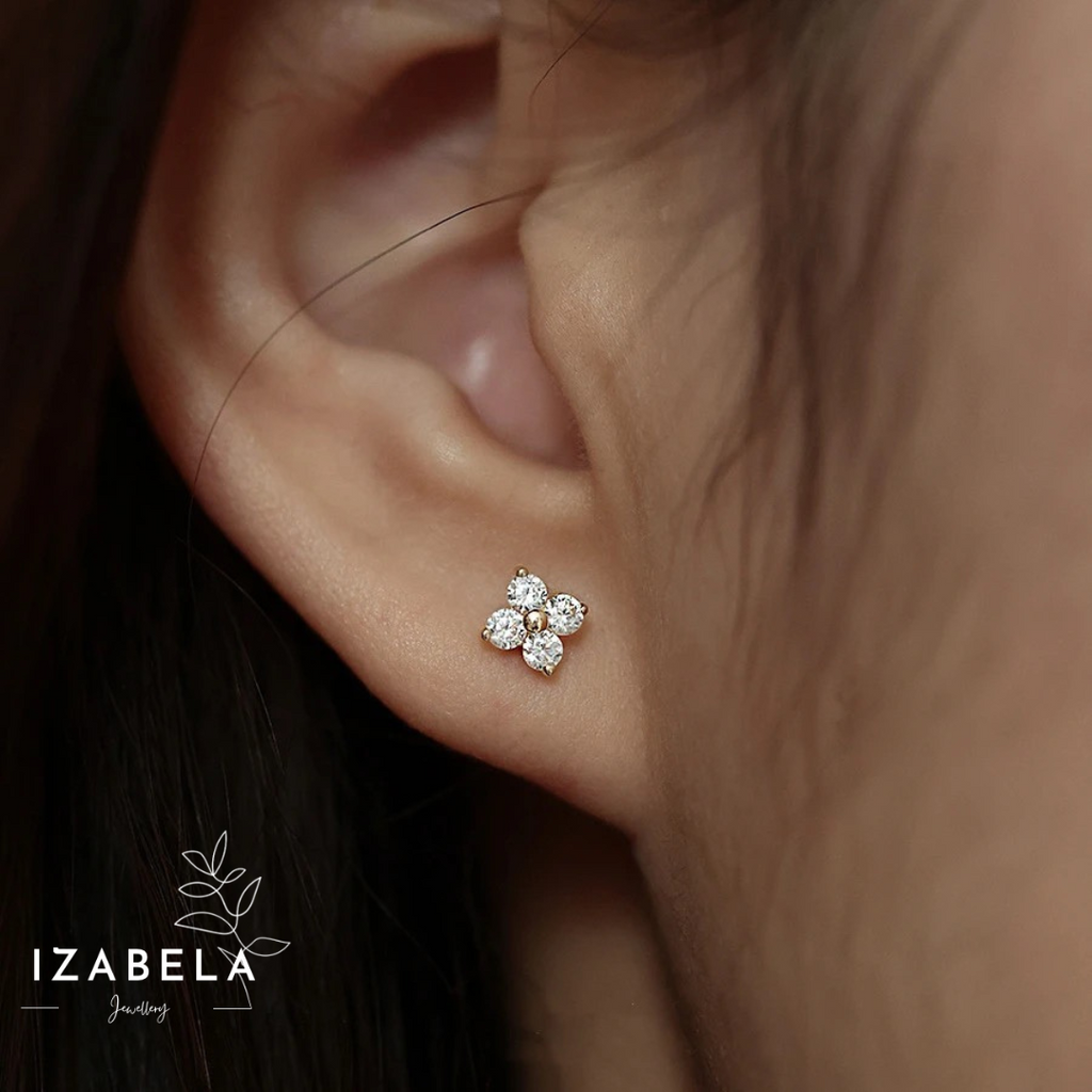 Four Leaf Clover Mini Stud Earrings